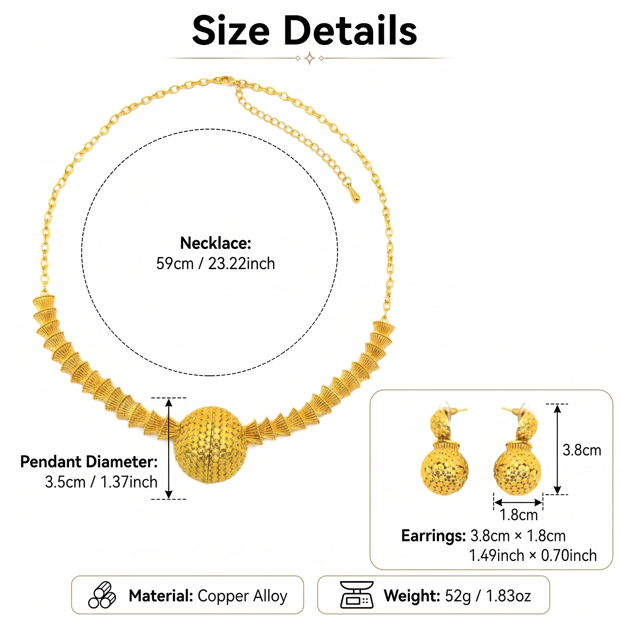 Gold-Tone Layered Geometric Disc Necklace & Earring Set