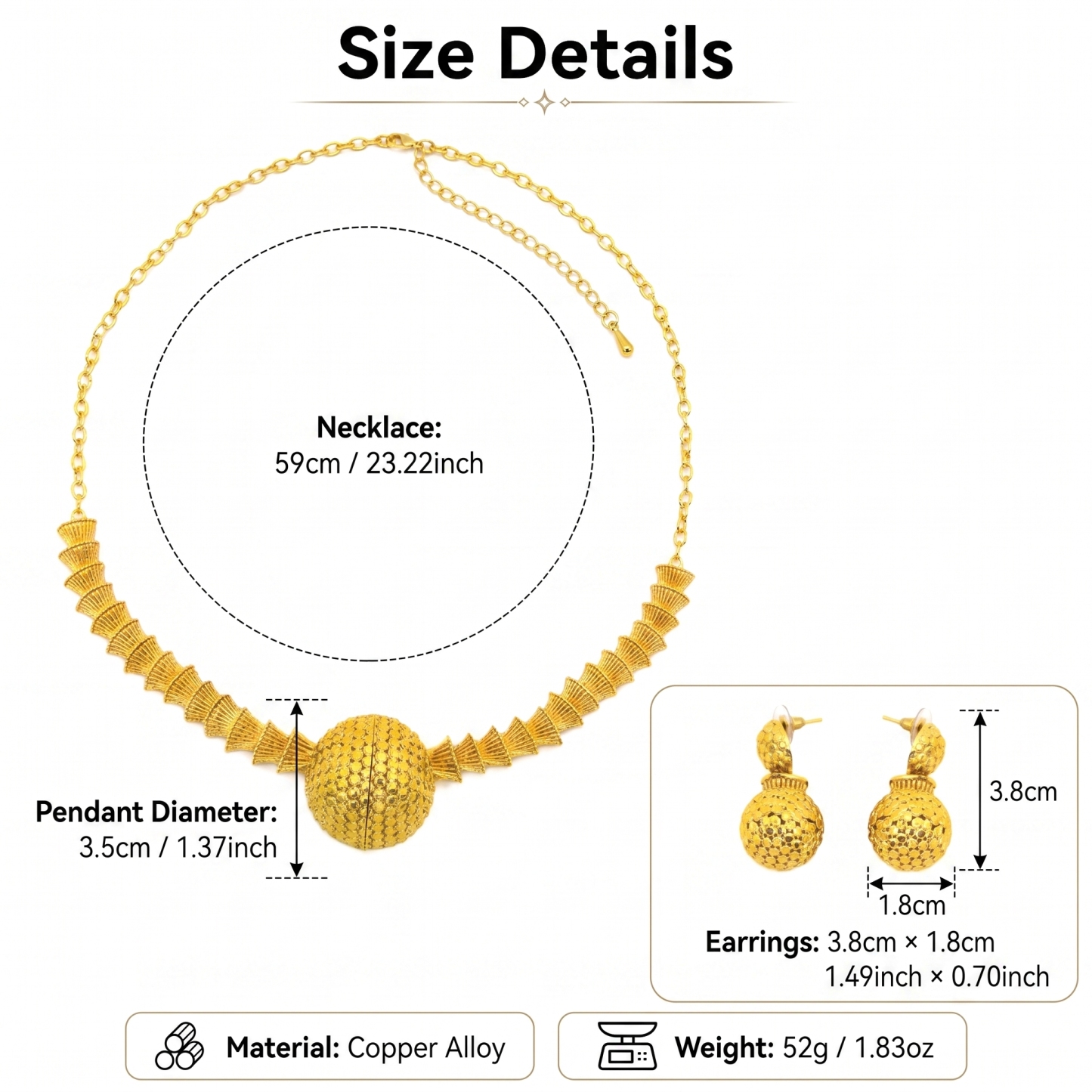 Gold-Tone Layered Geometric Disc Necklace & Earring Set