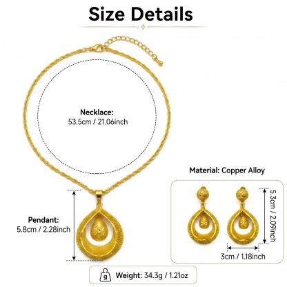 Gold-Tone Nested Teardrop Necklace & Earring Set