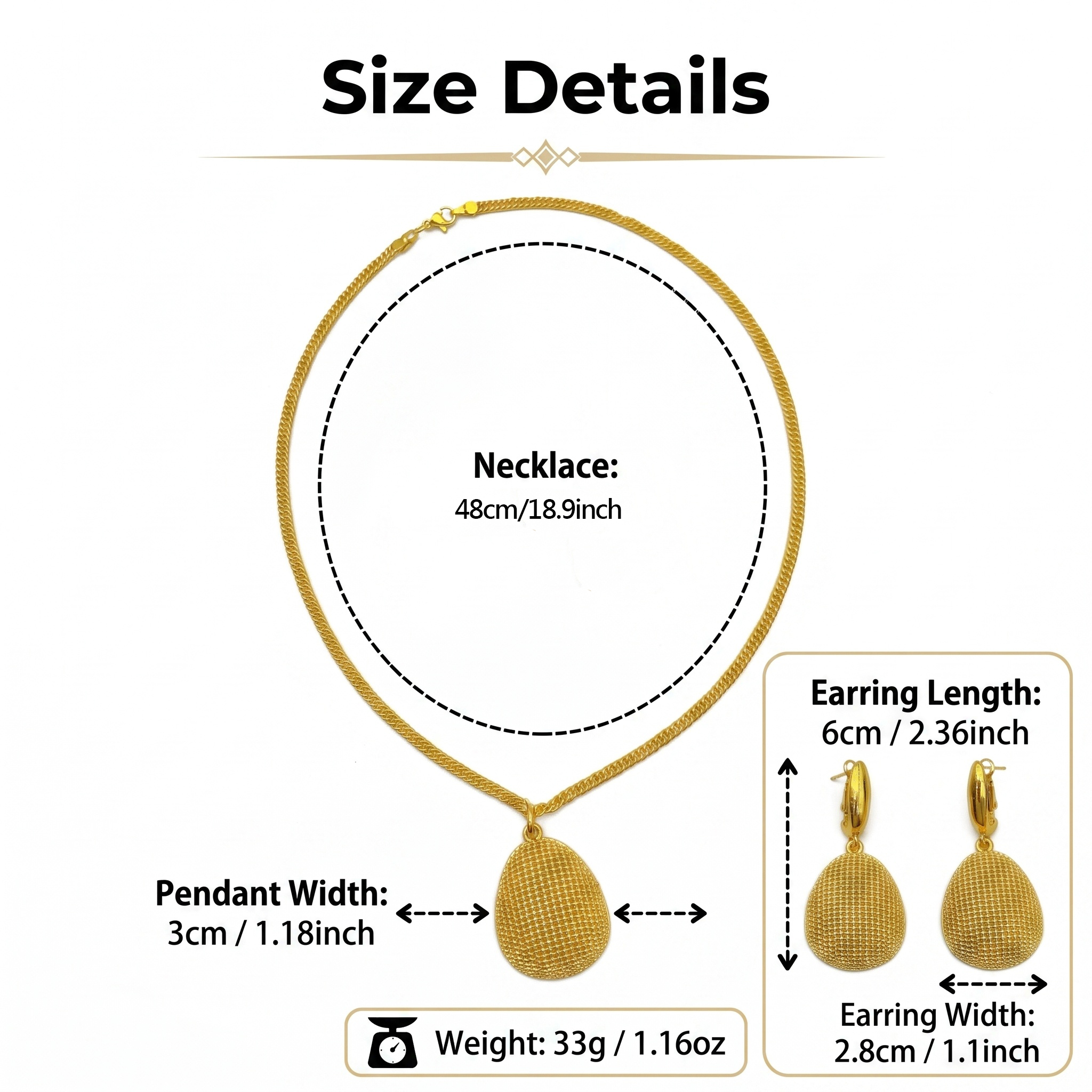 Gold-Tone Beaded Mesh Drop Necklace & Earring Set
