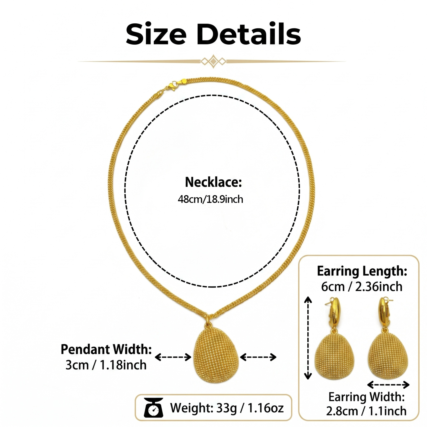 Gold-Tone Beaded Mesh Drop Necklace & Earring Set