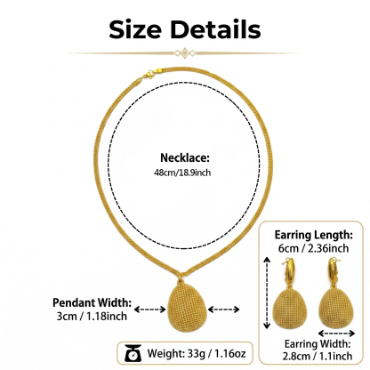 Gold-Tone Beaded Mesh Drop Necklace & Earring Set