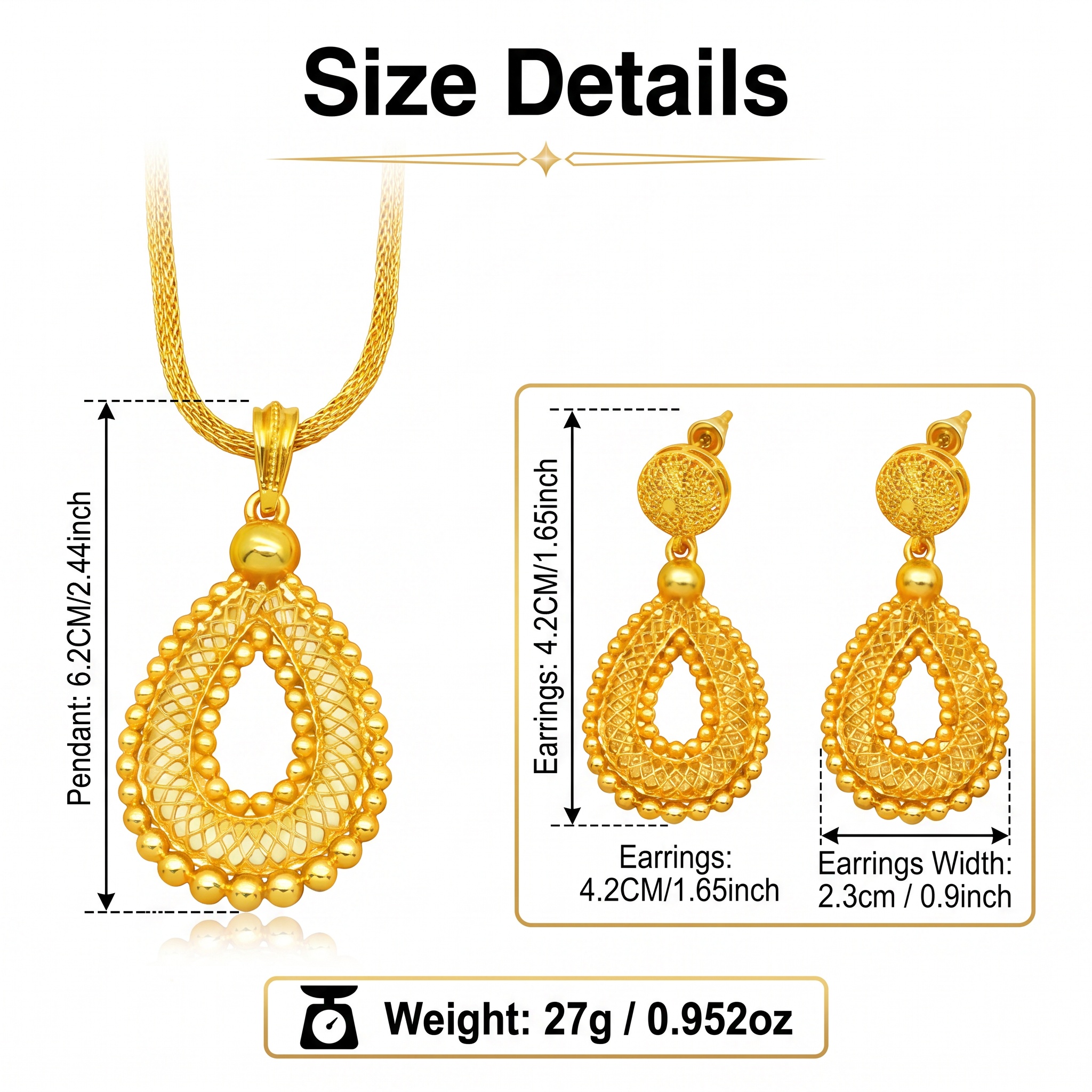 Gold-Tone Pierced Teardrop Necklace & Earring Set