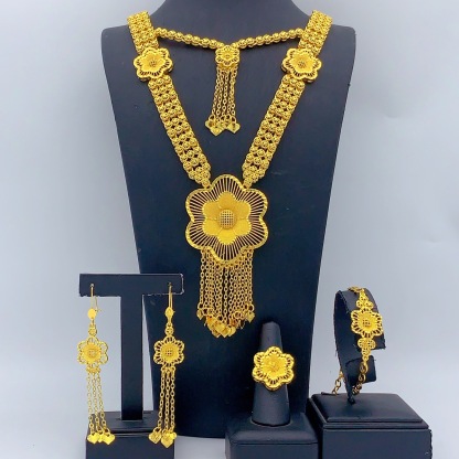 Gold-Tone Layered Blossom Jewelry Set, 4 Pcs