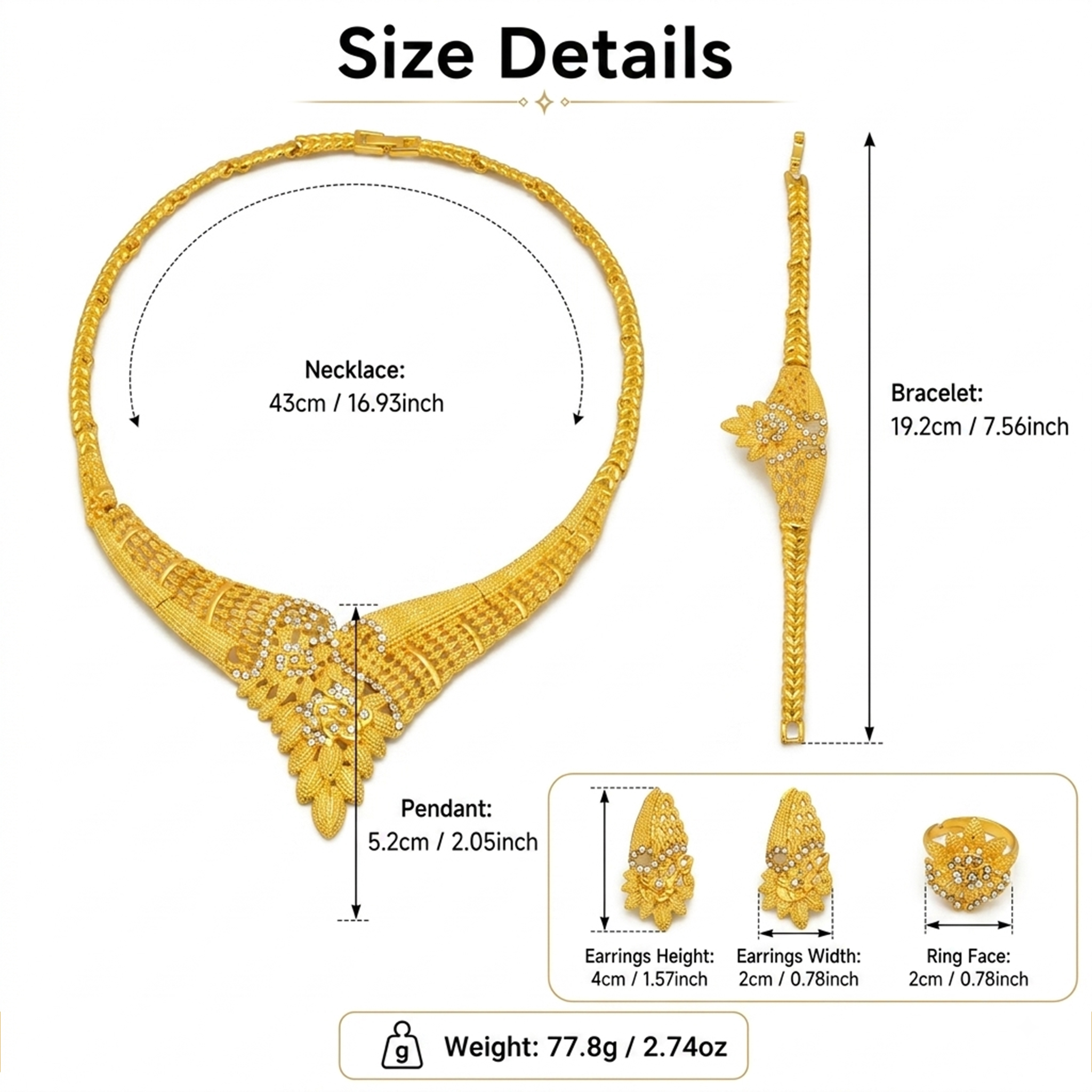 Gold-Tone Openwork Blossom Jewelry Set, 4 Pcs