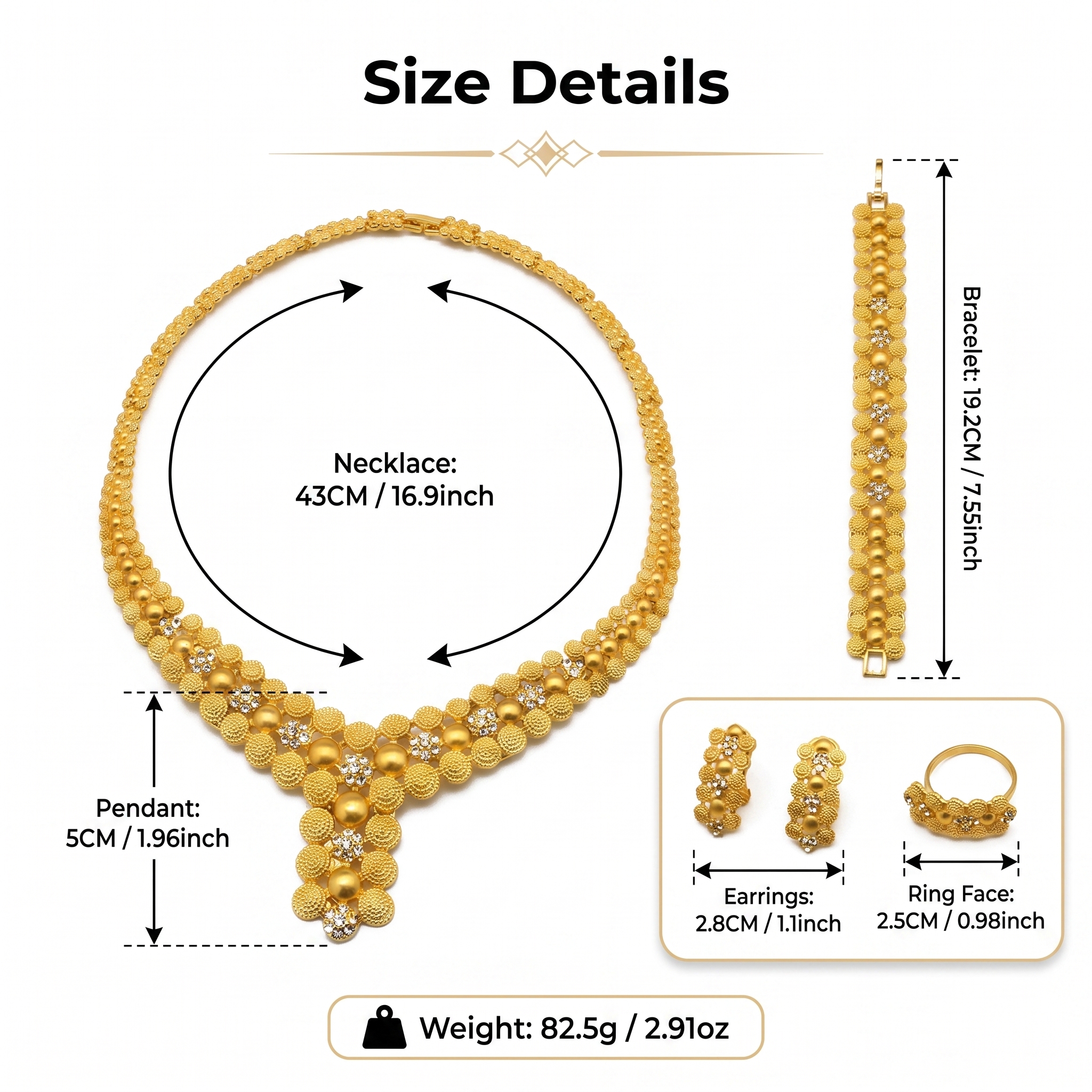 Gold-Tone Beaded Cluster Jewelry Set, 4 Pcs