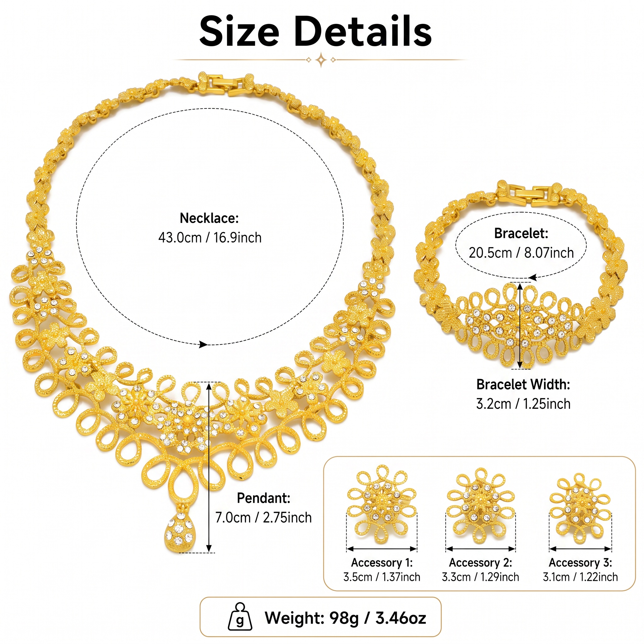 Gold-Tone Polished Classic Jewelry Set, 4 Pcs