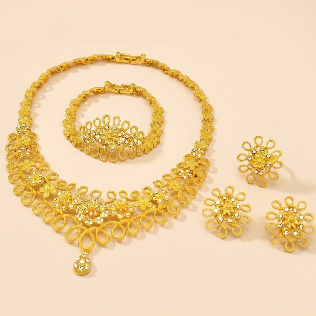 Gold-Tone Polished Classic Jewelry Set, 4 Pcs
