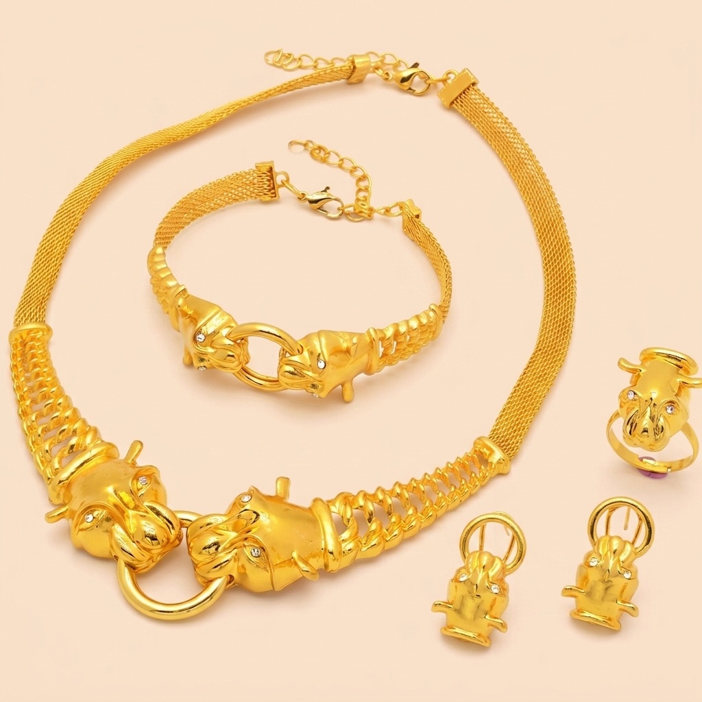 Gold-Tone Animal Link Jewelry Set, 4 Pcs