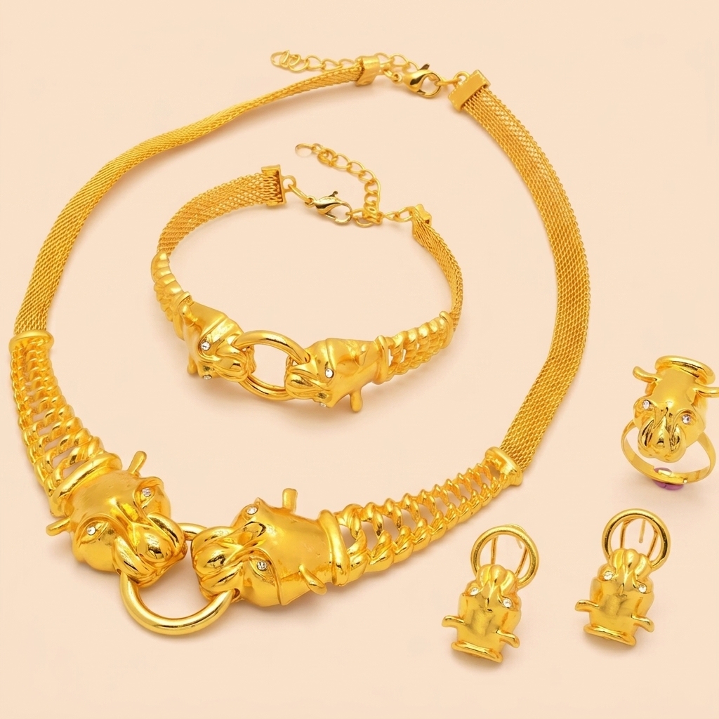 Gold-Tone Animal Link Jewelry Set, 4 Pcs