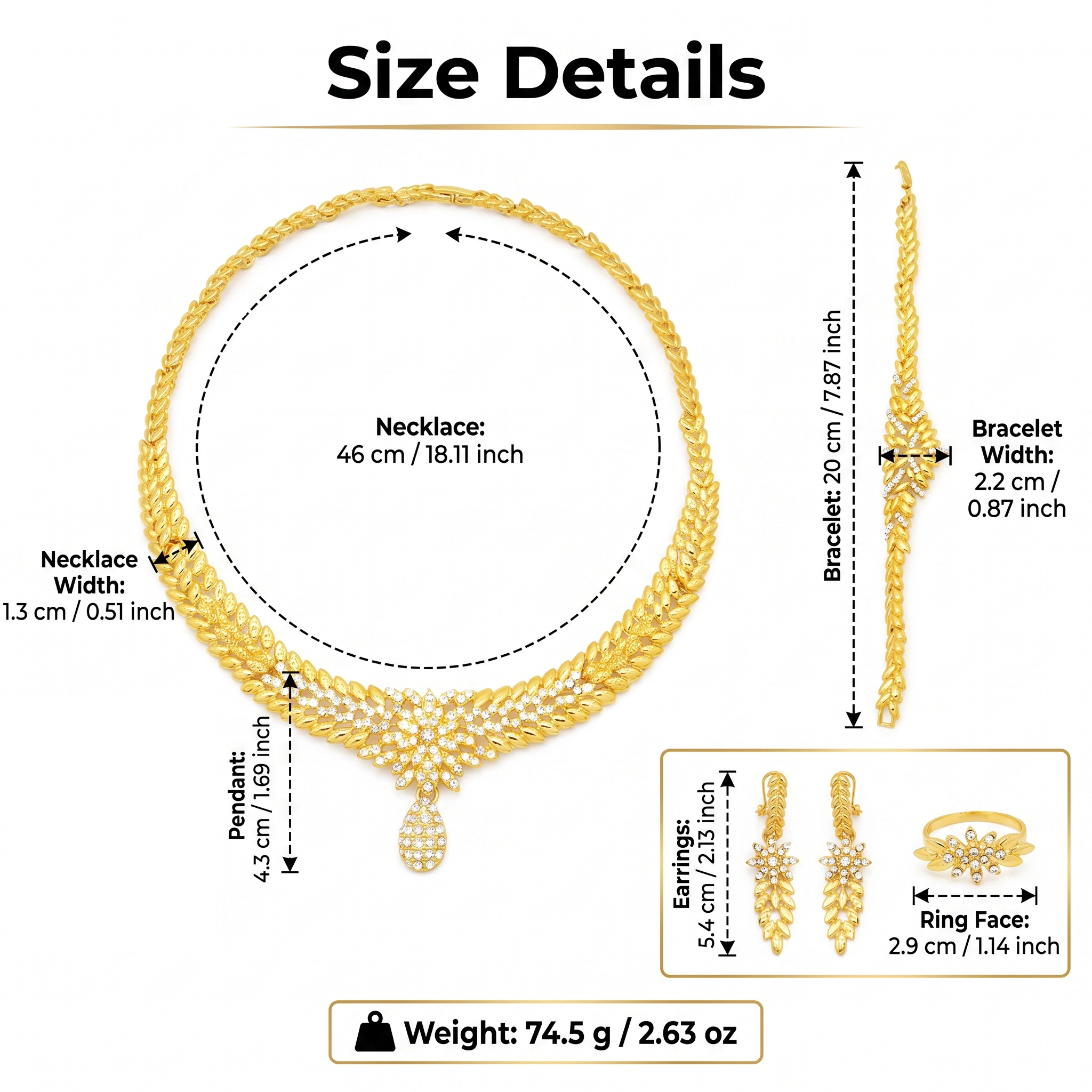 Gold-Tone Floral Teardrop Jewelry Set, 4 Pcs