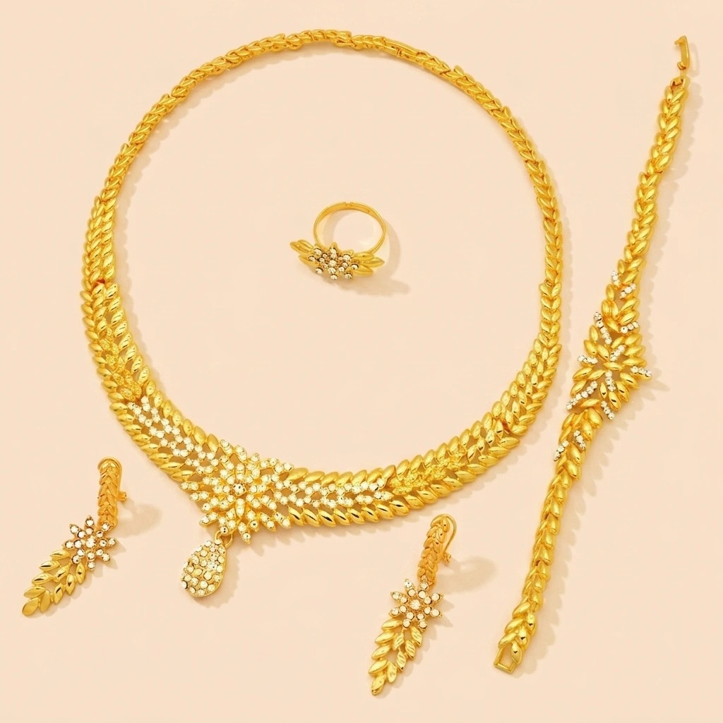 Gold-Tone Floral Teardrop Jewelry Set, 4 Pcs