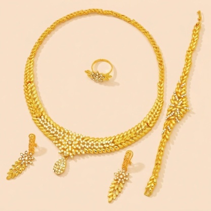 Gold-Tone Floral Teardrop Jewelry Set, 4 Pcs