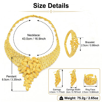 Gold-Tone Crystal Leaf Spray Jewelry Set, 4 Pcs