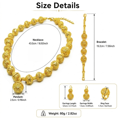 Gold-Tone Openwork Bead Jewelry Set, 4 Pcs