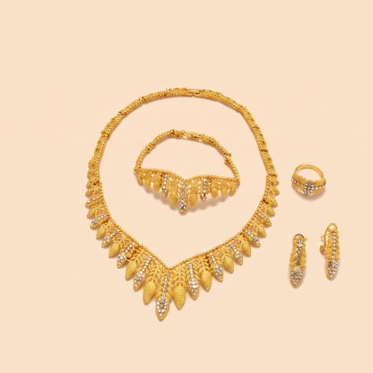 Gold-Tone Crystal Spike Fringe Jewelry Set, 4 Pcs