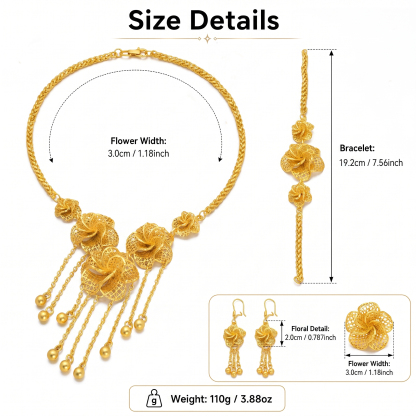 Gold-Tone Rosette Tassel Jewelry Set, 4 Pcs