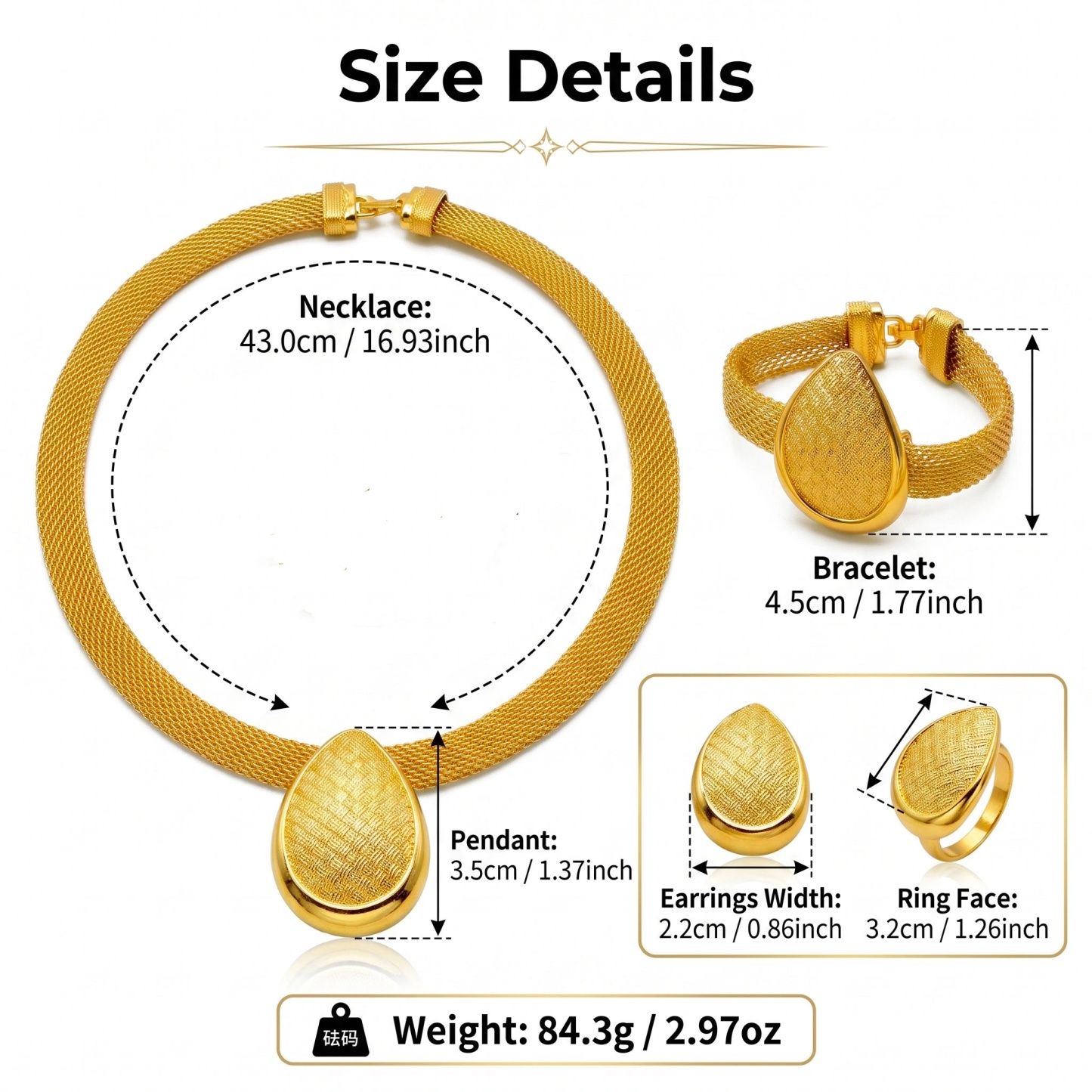 Gold-Tone Statement Pendant Jewelry Set, 4 Pcs