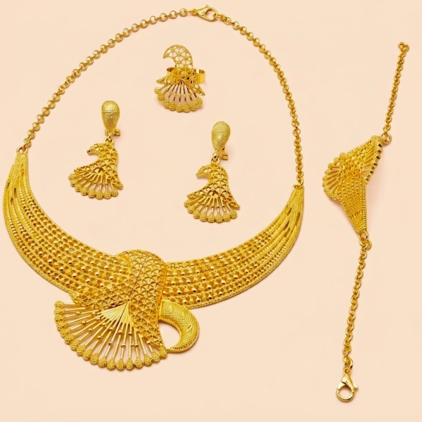 Gold-Tone Crescent Arc Jewelry Set, 4 Pcs