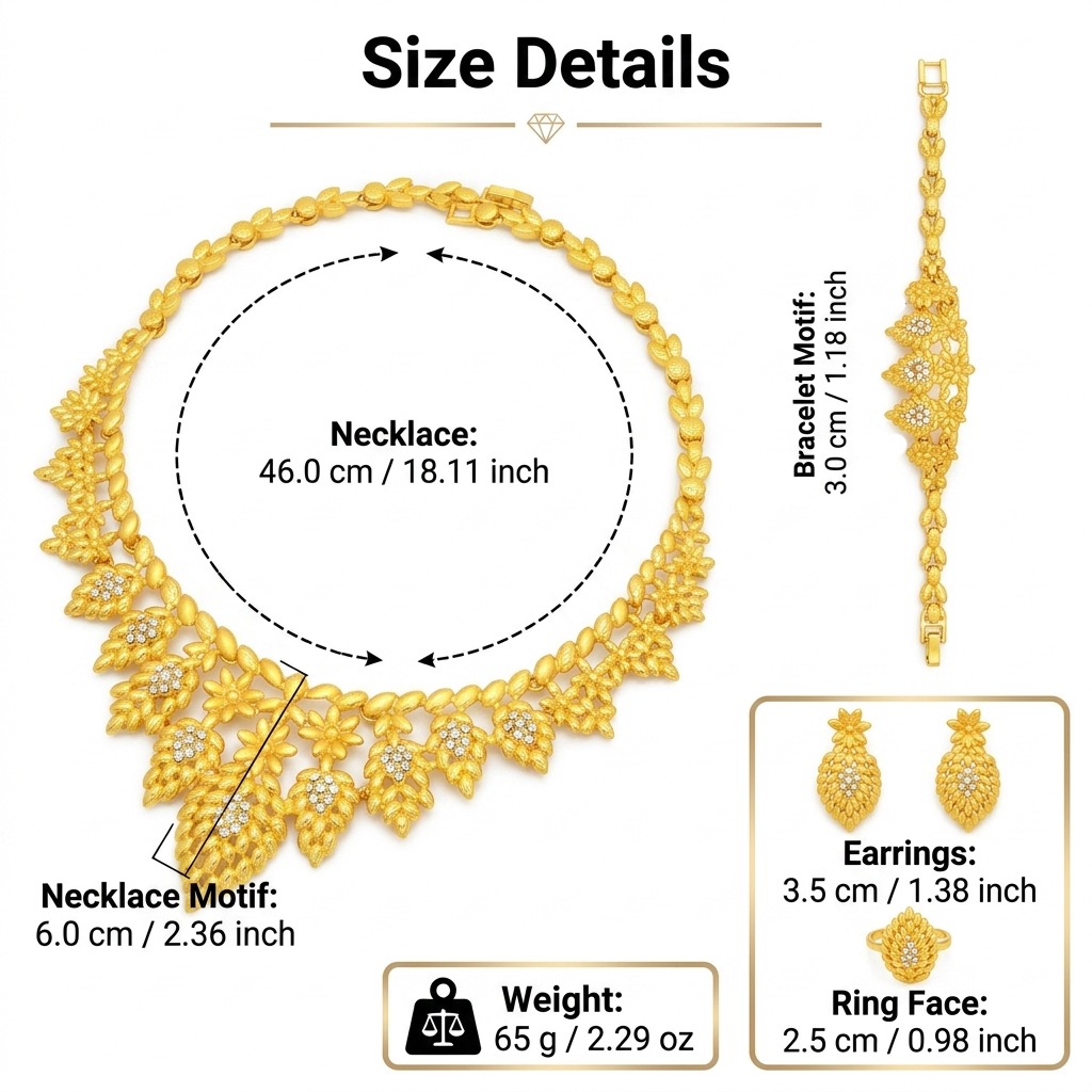 Gold-Tone Ornate Flower Jewelry Set, 4 Pcs