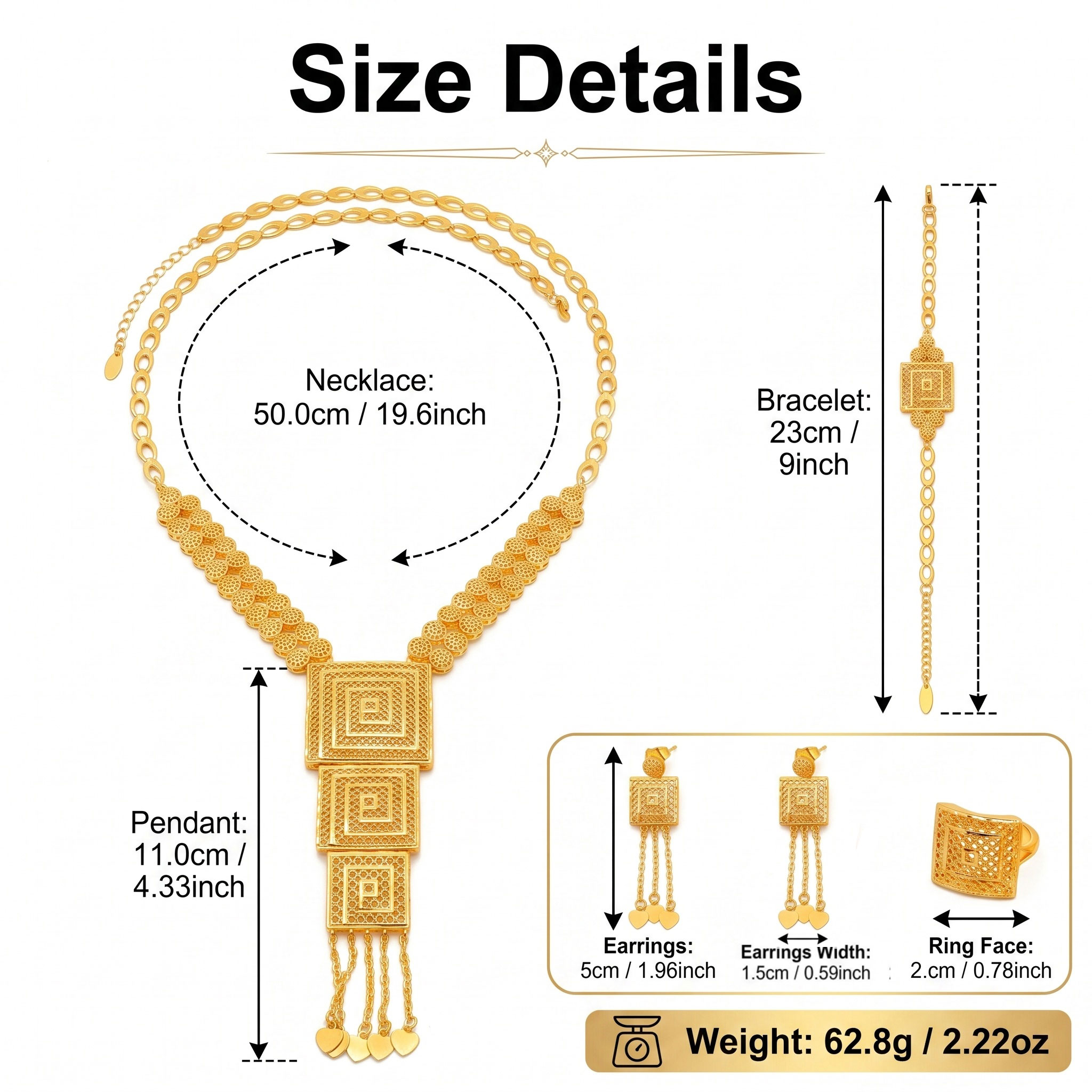 Gold-Tone Geometric Fringe Jewelry Set, 4 Pcs