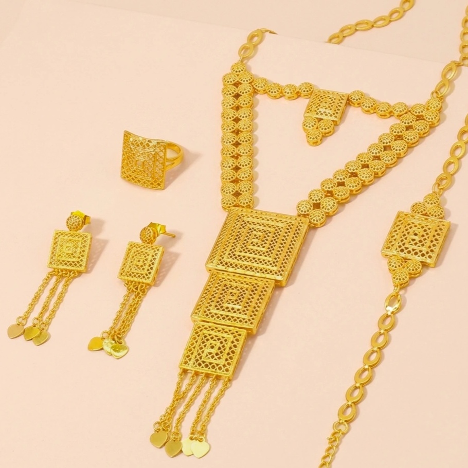 Gold-Tone Geometric Fringe Jewelry Set, 4 Pcs