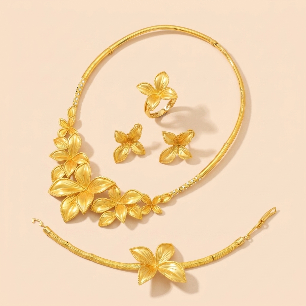Gold-Tone Full Bloom Jewelry Set, 4 Pcs