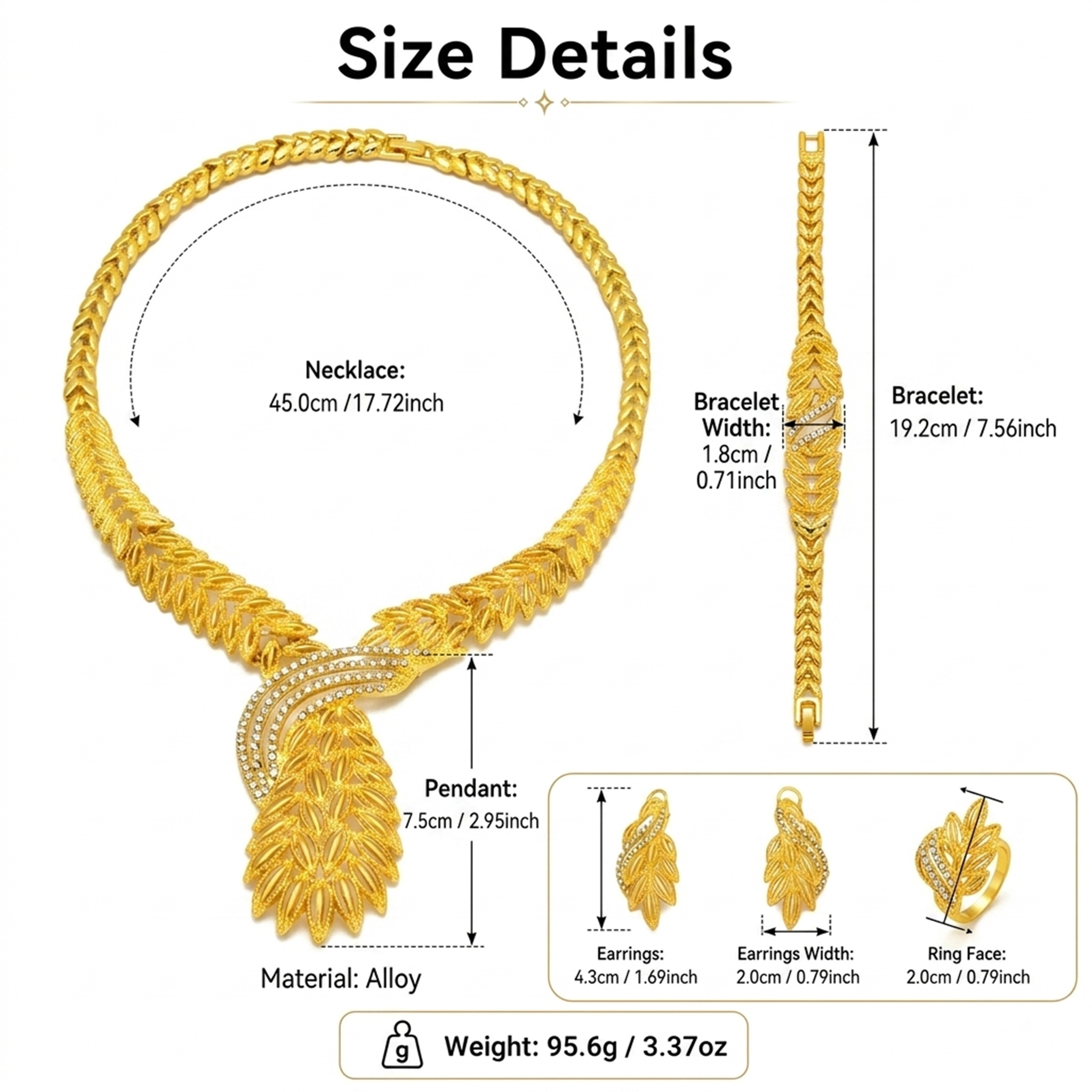 Gold-Tone Openwork Leaf Jewelry Set, 4 Pcs