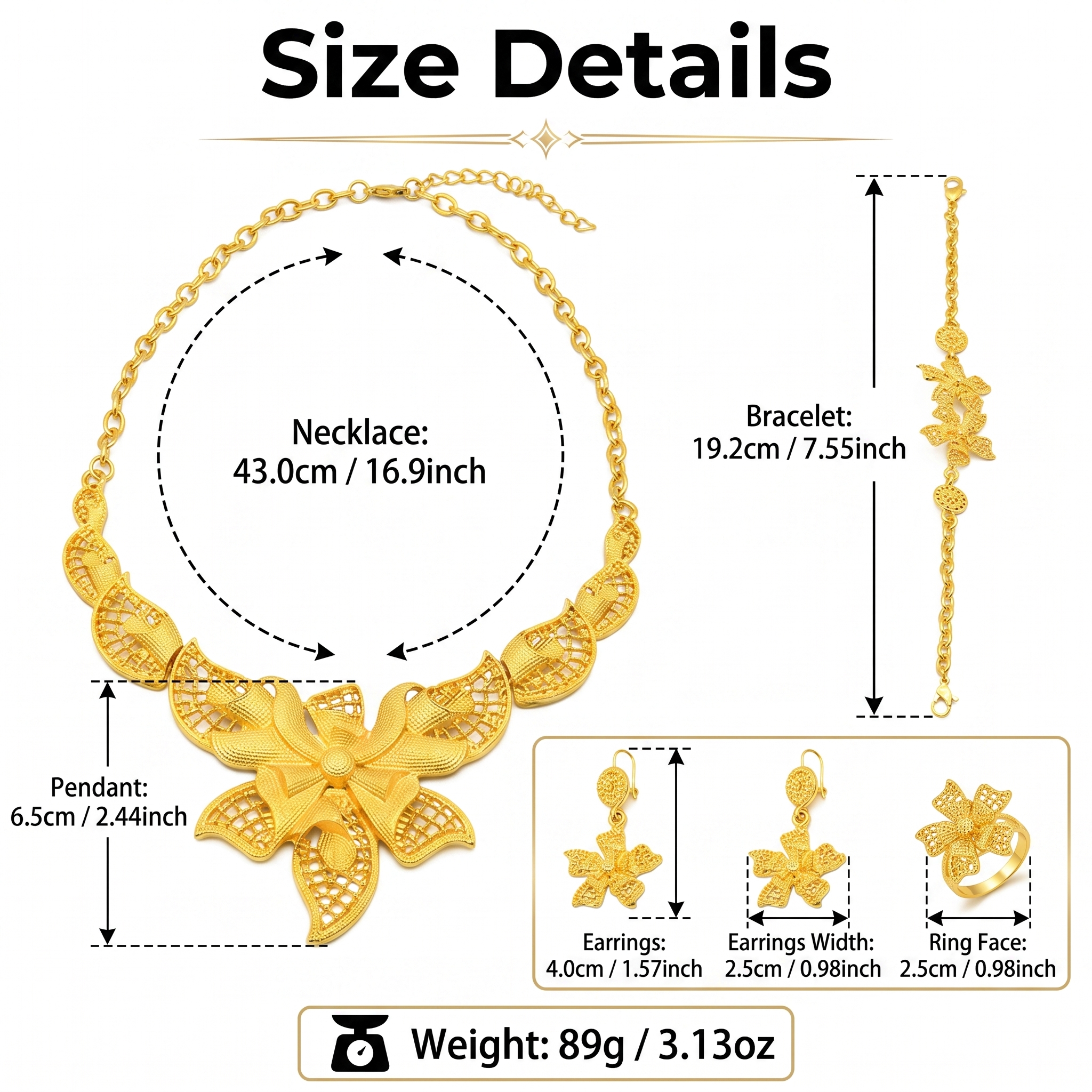 Gold-Tone Grand Orchid Jewelry Set, 4 Pcs