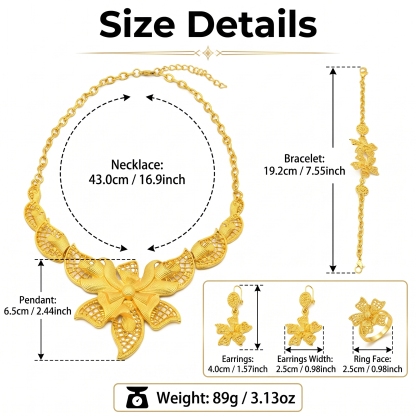 Gold-Tone Grand Orchid Jewelry Set, 4 Pcs