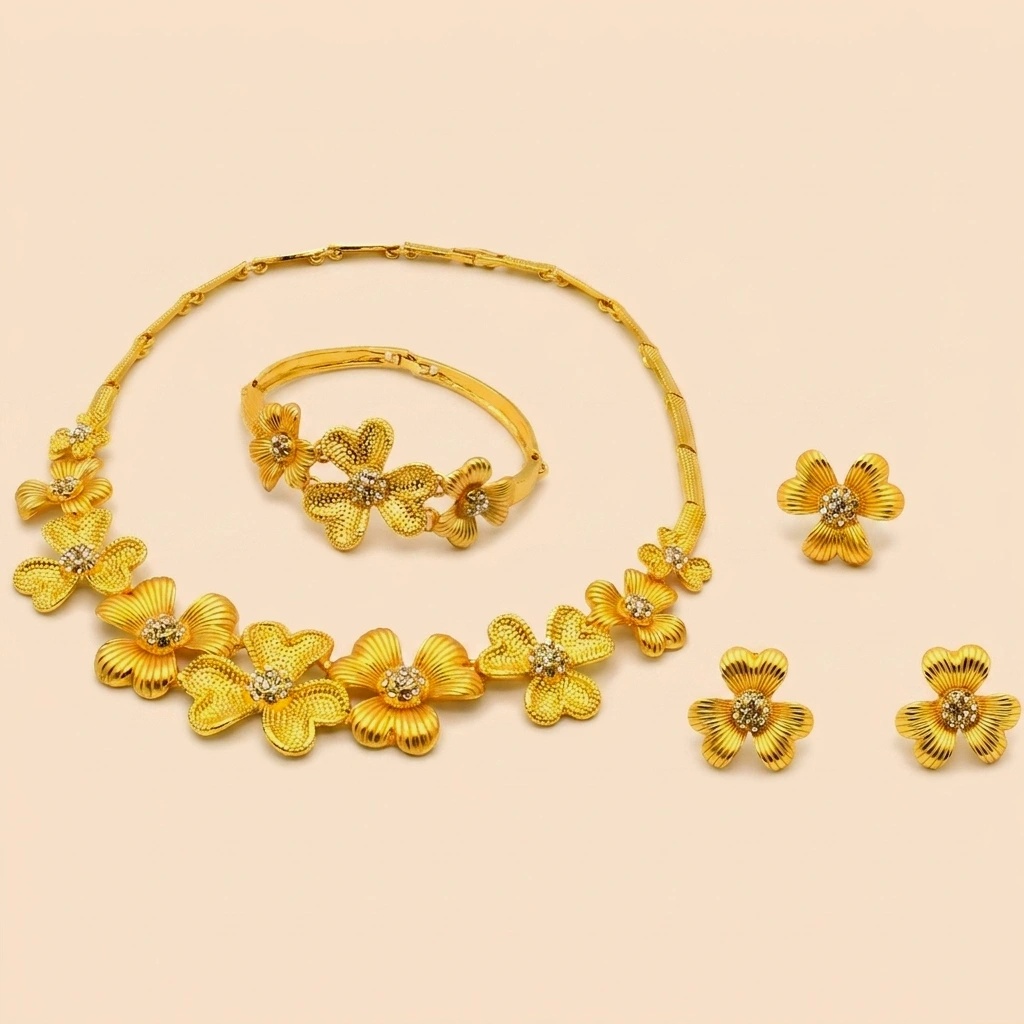 Gold-Tone Bold Blossom Jewelry Set, 4 Pcs
