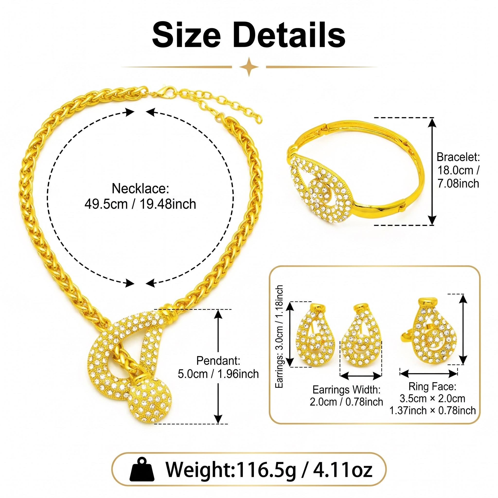 Gold-Tone Teardrop & Sphere Jewelry Set, 4 Pcs