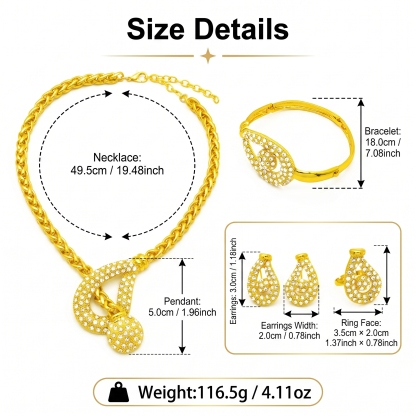 Gold-Tone Teardrop & Sphere Jewelry Set, 4 Pcs