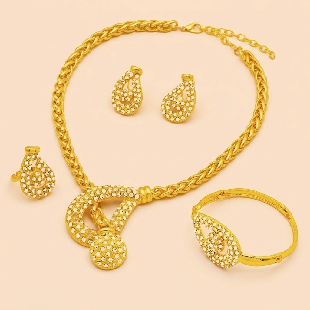 Gold-Tone Teardrop & Sphere Jewelry Set, 4 Pcs