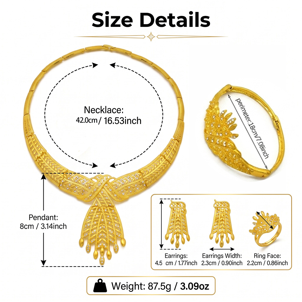 Gold-Tone Wheat Sheaf Tassel Jewelry Set, 4 Pcs