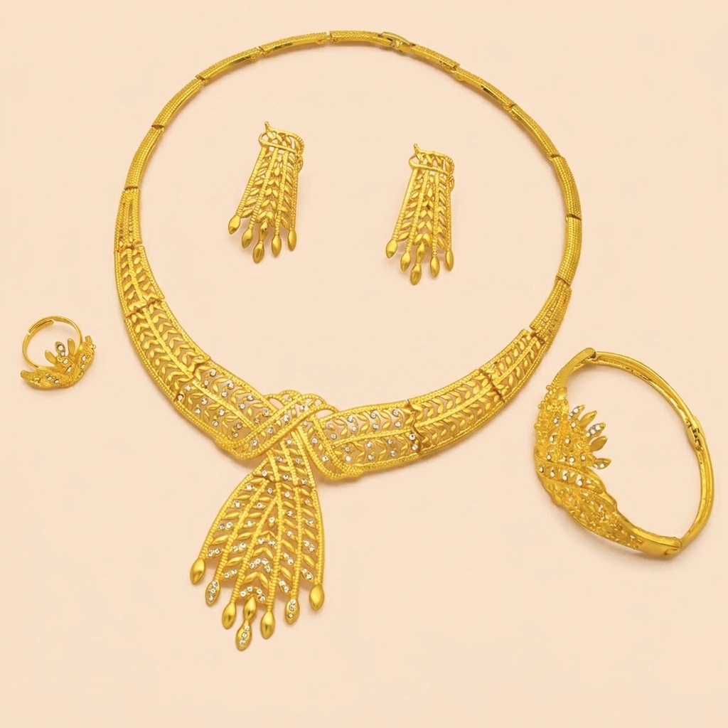 Gold-Tone Wheat Sheaf Tassel Jewelry Set, 4 Pcs