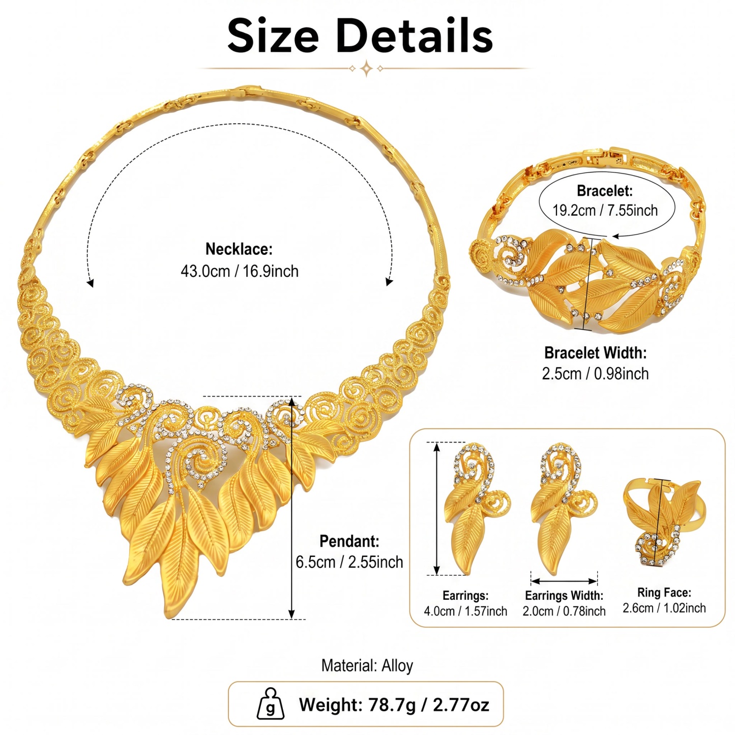 Gold-Tone Leaf Jewelry Set, 4 Pcs