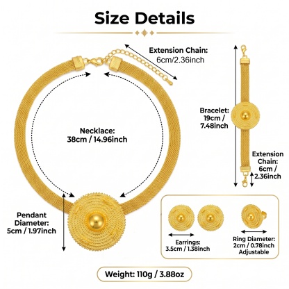 Gold-Tone Concentric Sunburst Jewelry Set, 4 Pcs