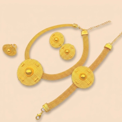 Gold-Tone Concentric Sunburst Jewelry Set, 4 Pcs