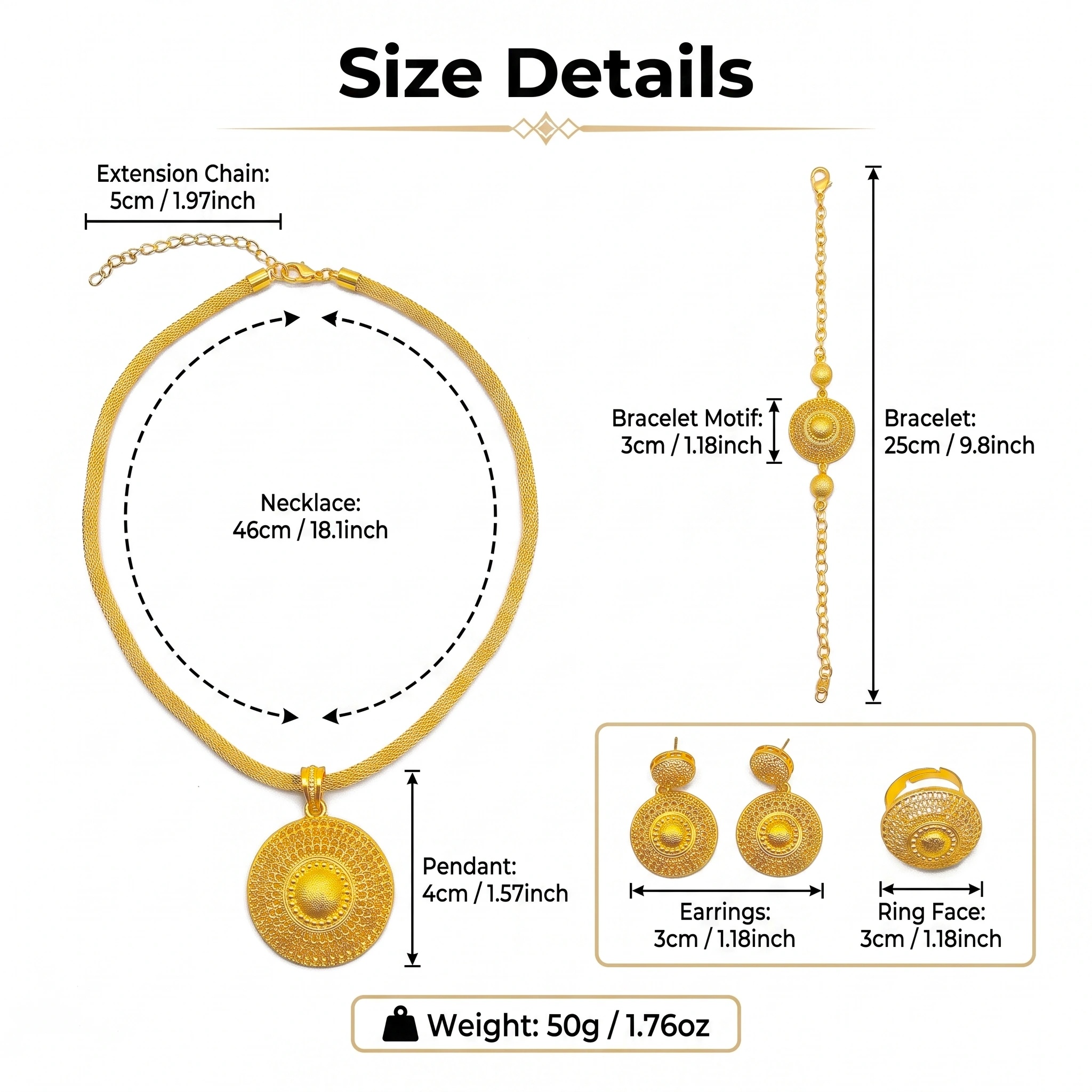 Gold-Tone Round Cutout Jewelry Set, 4 Pcs