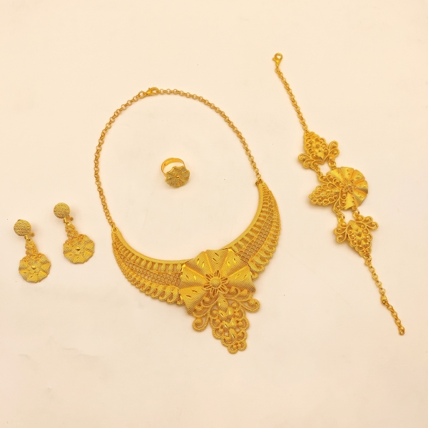 Gold-Tone Blossom & Fringe Jewelry Set, 4 Pcs
