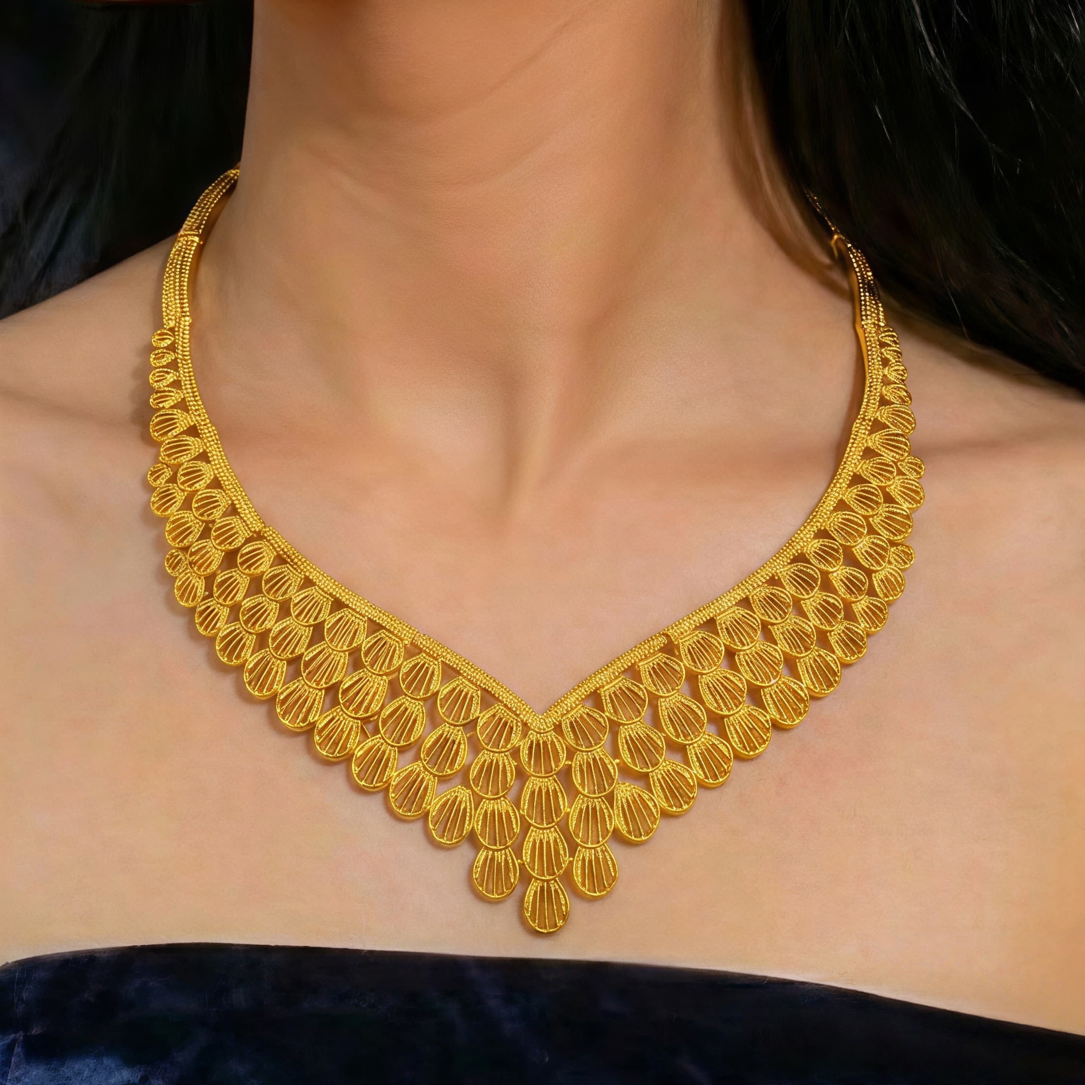 Gold-Tone Scalloped Fan Jewelry Set, 4 Pcs