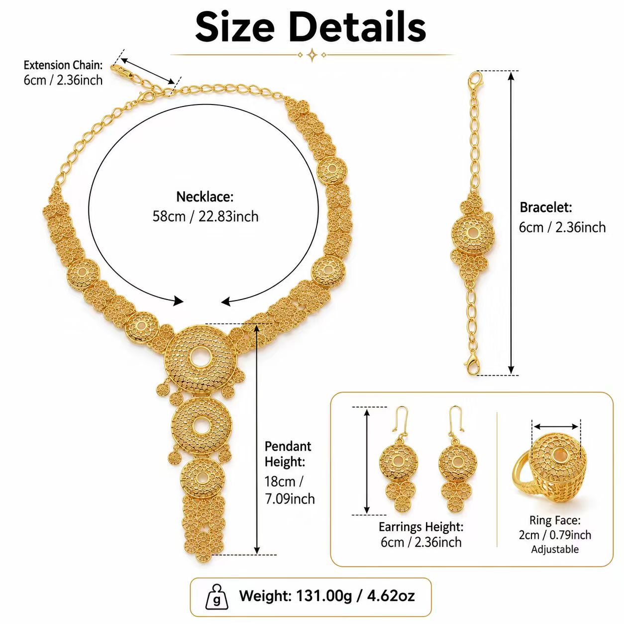 Gold-Tone Triple Disc Openwork Jewelry Set, 4 Pcs