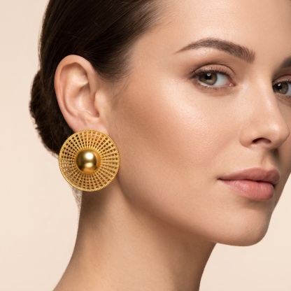 Gold-Tone Sunburst Dome Disc Jewelry Set, 3 Pcs