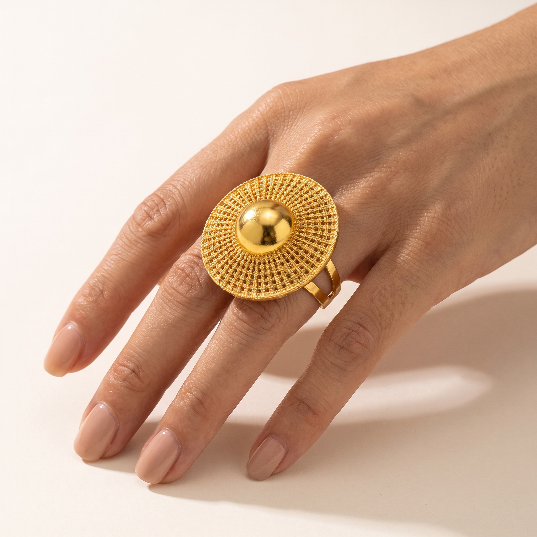 Gold-Tone Sunburst Dome Disc Jewelry Set, 3 Pcs