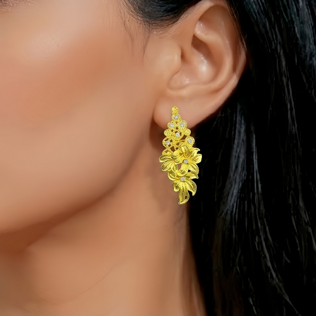 Gold-Tone Crystal Leaf Spray Jewelry Set, 4 Pcs