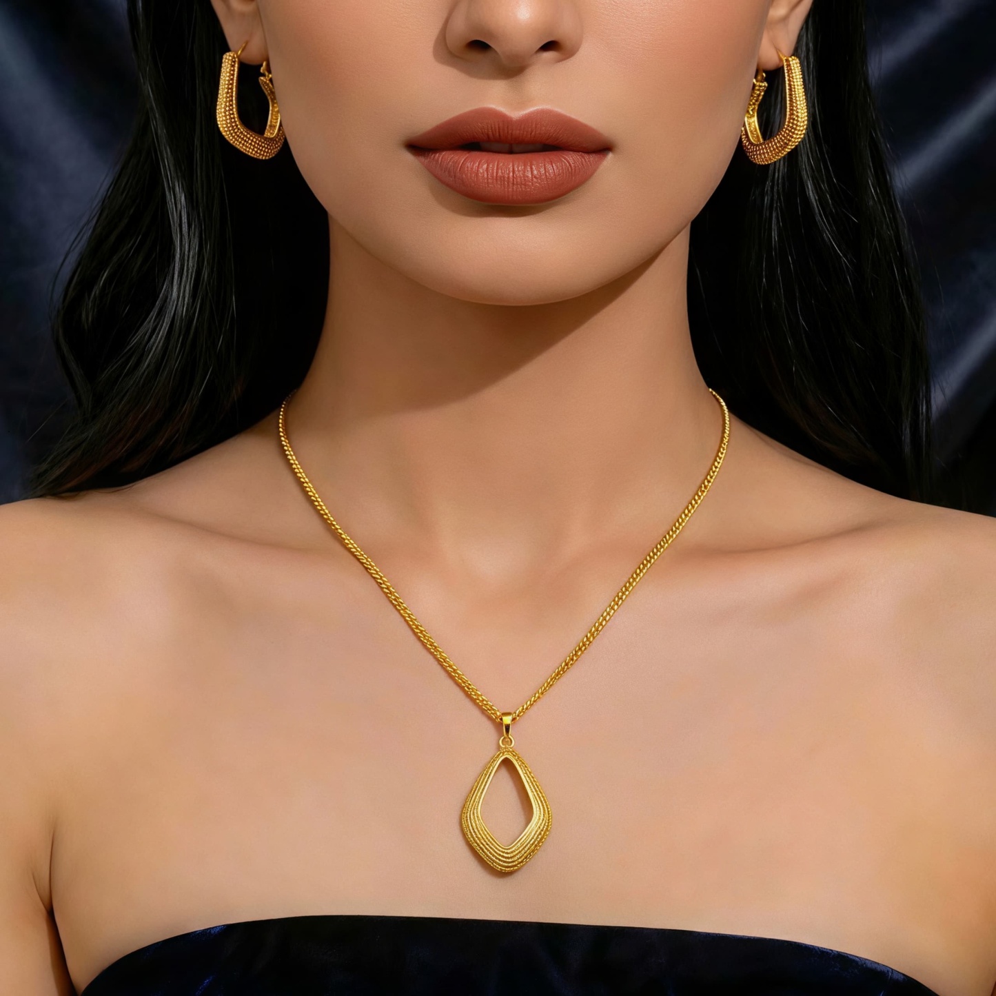 Gold-Tone Open Kite Necklace & Earring Set