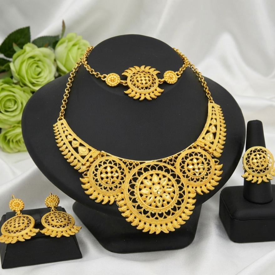 Gold-Tone Grand Blossom Jewelry Set, 4 Pcs