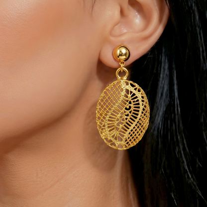 Gold-Tone Long Openwork Bridal Jewelry Set, 4 Pcs