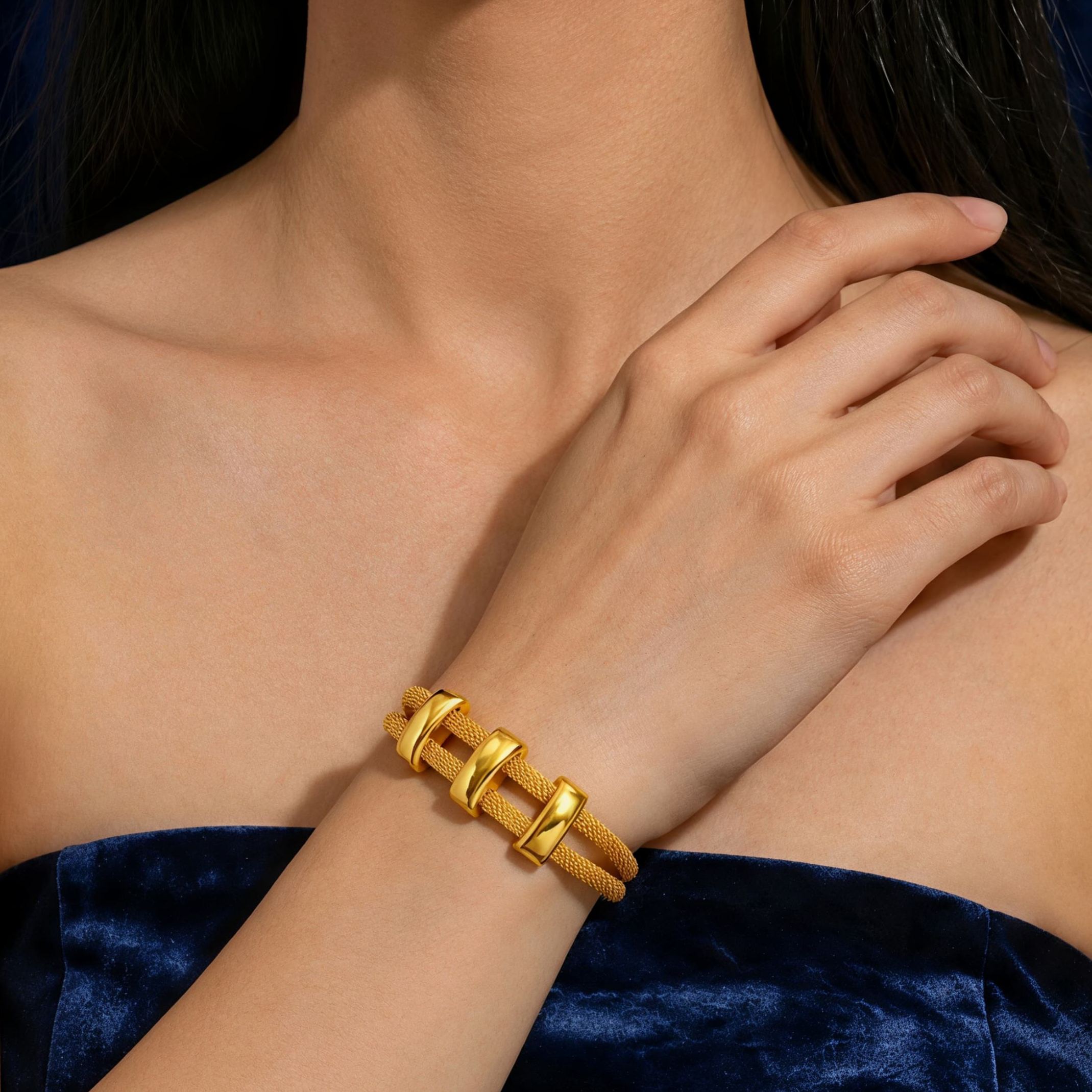 Gold-Tone Geometric Square Jewelry Set, 3 Pcs